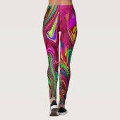Leggings Marbré rose chaud et mousse de mer vert Art Abstra (Dos)