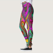 Leggings Marbré rose chaud et mousse de mer vert Art Abstra (Gauche)