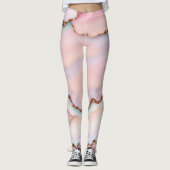 Leggings Marbre rose clair Agate Collection moderne (Devant)