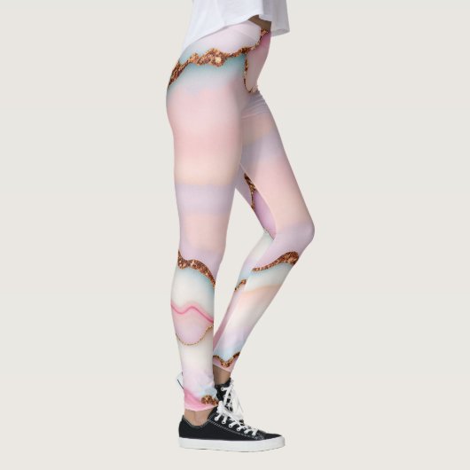 Leggings Marbre rose clair Agate Collection moderne (Droite)