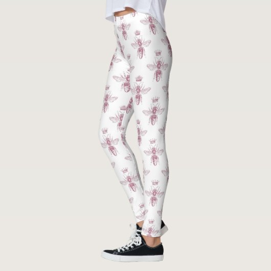 Leggings Marbre rose élégant & Bumble Bee Print (Gauche)