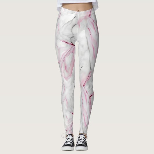 Leggings Marbre rose et blanc doux (Devant)