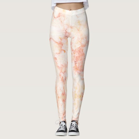 Leggings Marbre rose or rose élégant (Devant)