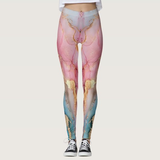 Leggings Marbre rose Parties scintillant brillant (Devant)
