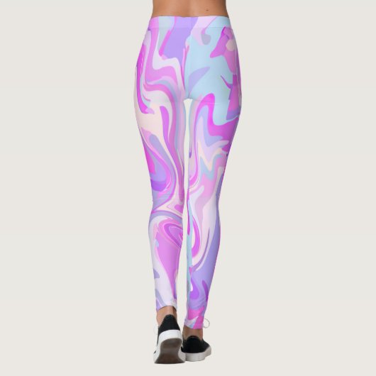 Leggings Marbré rose violet Turquoise (Dos)