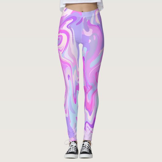 Leggings Marbré rose violet Turquoise (Devant)