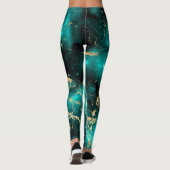 Leggings Marbre spatial noir nuit étoilée dorée (Dos)
