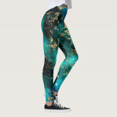 Leggings Marbre spatial noir nuit étoilée dorée (Droite)