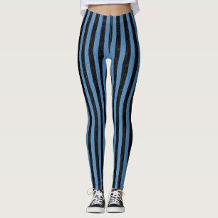 LEGGINGS MARBRE STRIPES1 NOIR ET CRAYON COLORÉ PAR BLEU