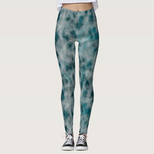 Leggings Marbre turquoise Abstrait (Devant)