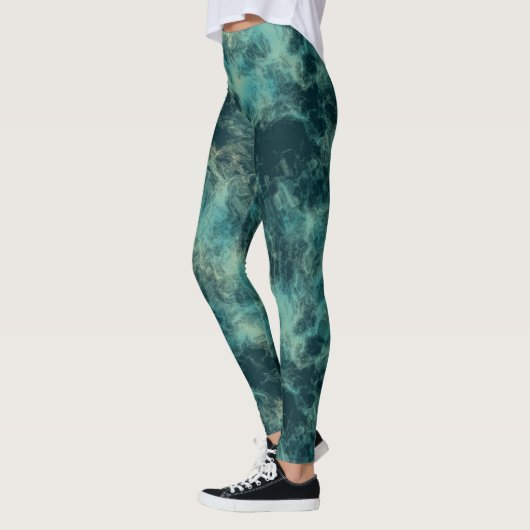 Leggings Marbre turquoise Abstrait (Gauche)