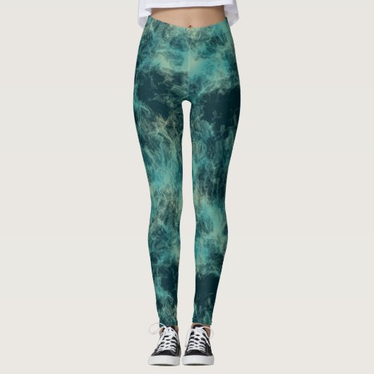 Leggings Marbre turquoise Abstrait (Devant)
