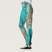 Leggings Marbre Turquoise avec Veines Dorées (Gauche)