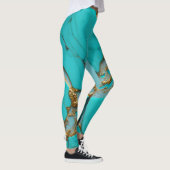 Leggings Marbre Turquoise avec Veines Dorées (Droite)