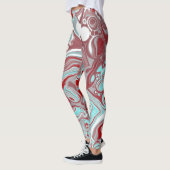 Leggings Marbre turquoise et Bourgogne Digital Fluid Art (Gauche)