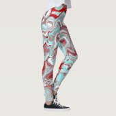 Leggings Marbre turquoise et Bourgogne Digital Fluid Art (Droite)