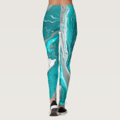 Leggings Marbre turquoise et Turquoise Fluid Art (Dos)