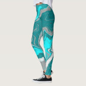 Leggings Marbre turquoise et Turquoise Fluid Art (Gauche)