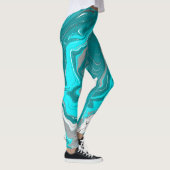Leggings Marbre turquoise et Turquoise Fluid Art (Droite)