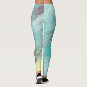 Leggings Marbre turquoise, vert et mauve Abstrait