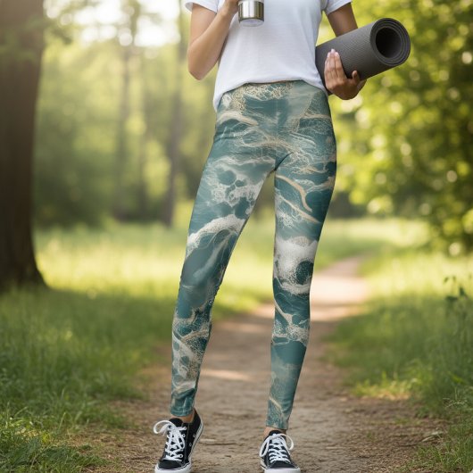 Leggings Marbre Vagues Océaniques