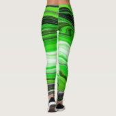 Leggings Marbre vert et noir comme l'art fluidisé rayé (Dos)
