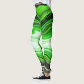Leggings Marbre vert et noir comme l'art fluidisé rayé (Gauche)