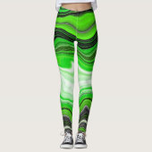 Leggings Marbre vert et noir comme l'art fluidisé rayé (Devant)