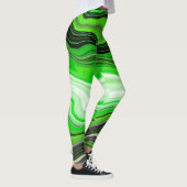 Leggings Marbre vert et noir comme l'art fluidisé rayé (Droite)