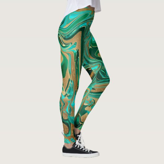 Leggings Marbre vert et or liquide (Droite)