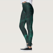 Leggings Marbre vert foncé, texture transparente. (Gauche)
