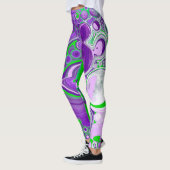 Leggings Marbre vert pourpre et citron vert (Gauche)
