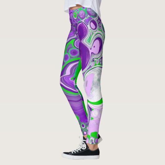 Leggings Marbre vert pourpre et citron vert (Gauche)