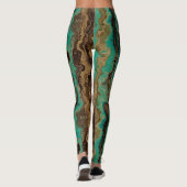 Leggings Marbre vert turquoise et marron Abstrait (Dos)