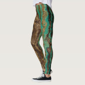 Leggings Marbre vert turquoise et marron Abstrait (Gauche)