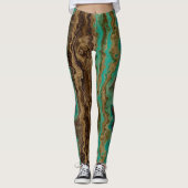 Leggings Marbre vert turquoise et marron Abstrait (Devant)