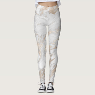 Leggings marbrés blanc et or