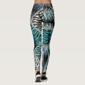 Leggings Marbres Bleues Argent Tiger Faux Cellules à fourru (Dos)