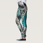 Leggings Marbres Bleues Argent Tiger Faux Cellules à fourru (Gauche)