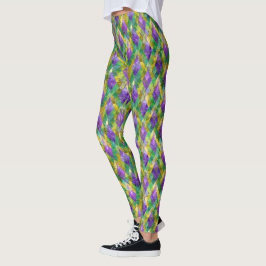 Leggings Mardi Gras Arlequin en verre tendu Imprimer (Gauche)