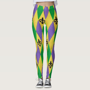 Leggings Mardi Gras Arlequin Fleur De Lis