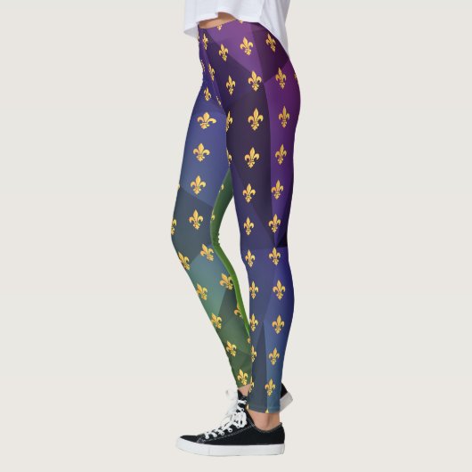 Leggings Mardi Gras Carnaval Fleur de Lis Diamond Arlequin (Gauche)