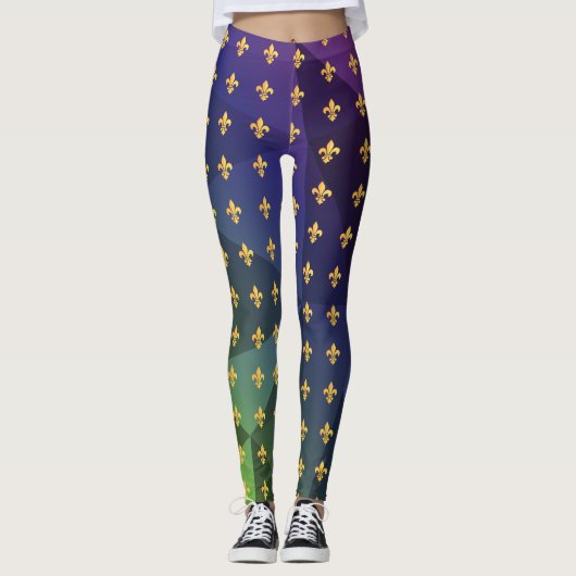 Leggings Mardi Gras Carnaval Fleur de Lis Diamond Arlequin (Devant)