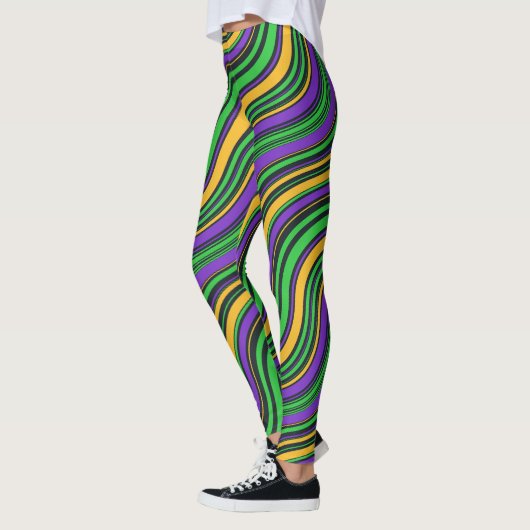 Leggings Mardi Gras Carnaval violet or et vert (Gauche)