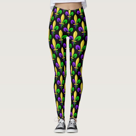 Leggings Mardi gras Carnival Fleur De Lis (Devant)