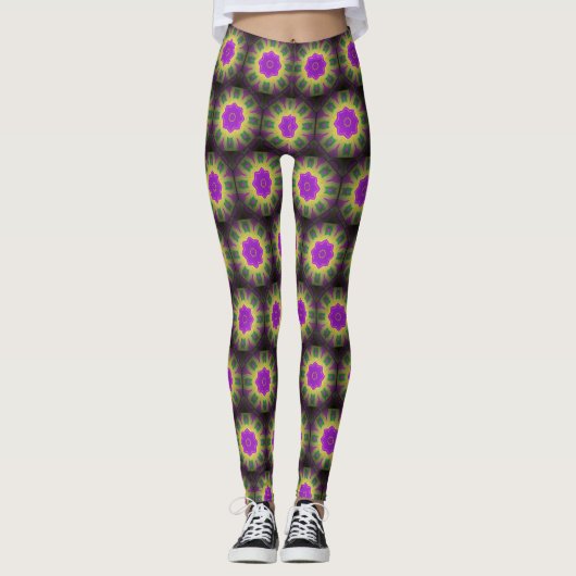 Leggings Mardi Gras Couleurs Abstrait Mandala motif (Devant)