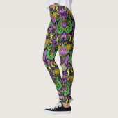 Leggings Mardi Gras Couleurs Damask Dragon, Papillon, Serpe (Gauche)