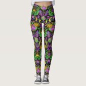 Leggings Mardi Gras Couleurs Damask Dragon, Papillon, Serpe (Devant)