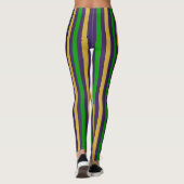 Leggings mardi Gras en or violet et vert rayé (Dos)