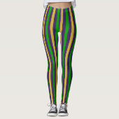 Leggings mardi Gras en or violet et vert rayé (Devant)